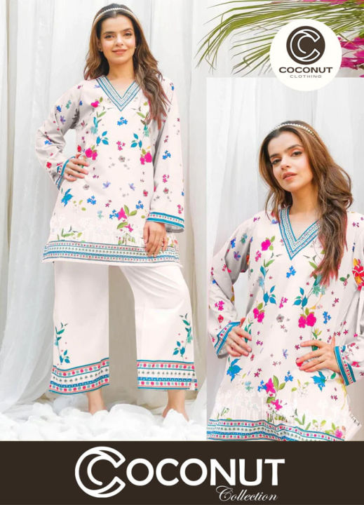 Women’s Printed 2 Piece Dress – Stylish Casual Wear Set Shirt & Trouser ...