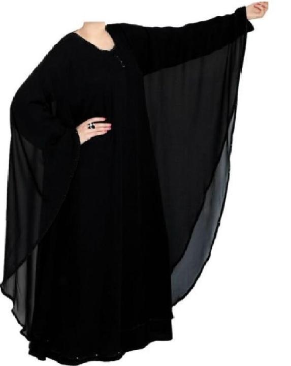 Black Chiffon Butterfly Style Double Layer Abaya