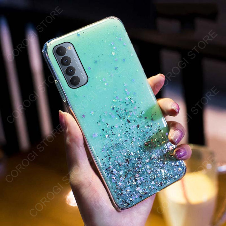 For OPPO Reno4 Pro / OPPO Reno 4 Pro Cover Fashion Shiny Glitter Starry Space Girls Slim Phone Case Clear Soft TPU Silicone Bumper Shockproof Protective Back Cover