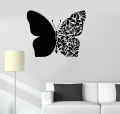 size -2 x 1.5 feet - Floral Butterfly nature self adhesive wall stickers for girls, kids, school, room, office, home decor lovers - Black color - lucky garnet. 