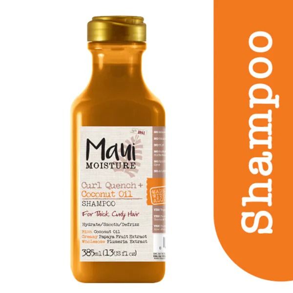 Maui Moisture Curl Quench + Coconut Oil Curl-Defining Anti-Frizz Shampoo to Hydrate and Detangle Tight Curly Hair, Softening Shampoo, Vegan, Silicone & Paraben-Free 385ml
