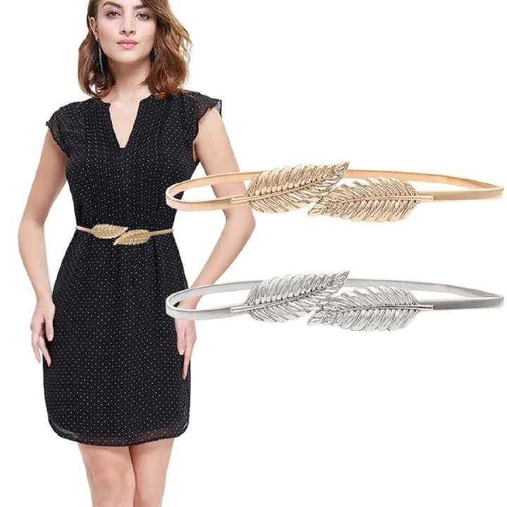 Fashion Elastic Gold Chain Belts For Women High Quaity Luxury Female Waist Silver Metal Corset Belt Stretch Cummerbunds leaf Luxury Pearl Chain Belt Women Rhinestone Butterfly Buckle Waist Belt Ladies Girls Metal Leaf Dress Waistband Elastic Strap