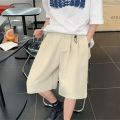 Men Solid Casual Shorts Loose Wide Leg Knee Length Summer Breathable Fashion Simple Trousers Korean Style Silk Satin Thin Bottom. 