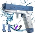 Electric Water Gun for Adults and Children, Automatic Glock Water Gun Range Up to 25-32 Ft, Two Water Reservoirs, Powerful Electric Water Gun for Pools, Beaches, Summer Picnic Party, Safe Outdoor toys for boys. 