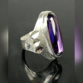Silver Ring with  purple stone for Gents boys men high quality. 