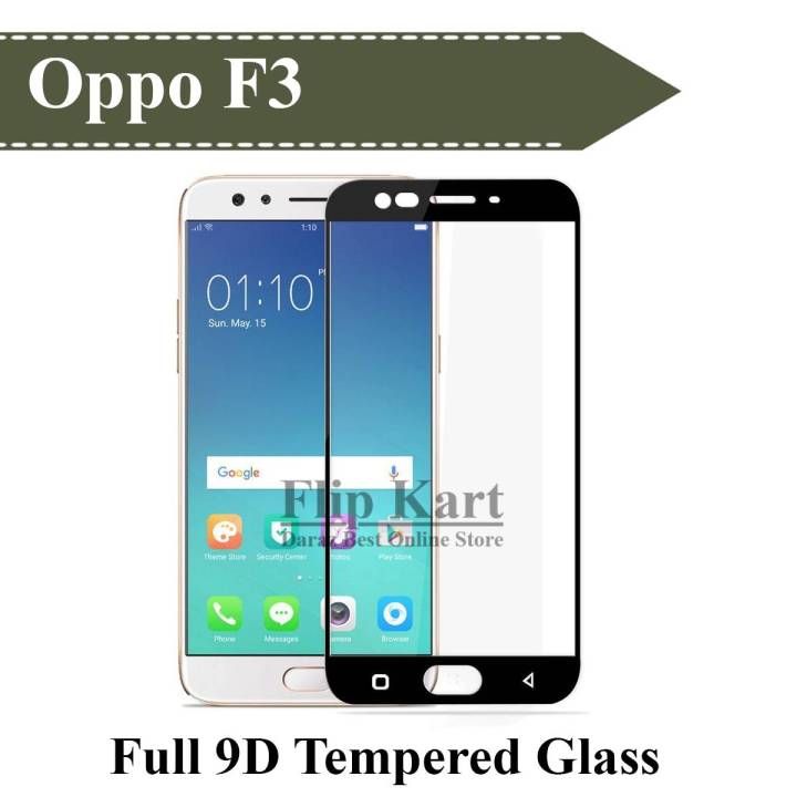 Oppo F3 9D Full Black Tempered Glass Screen Protector 9H Hardness with HD Clarity and Anti-Fingerprint