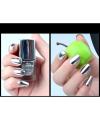 Silver Mirror Nail Polish With Base Coat Metallic Shinny Look Nail Color. 