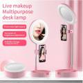 New Arrival Folding LED Ring Light Tricolor Fill Light For Selfie Makeup Photography Video Live Stream Lamp Stand Mobile TikTok Phone Stand. 