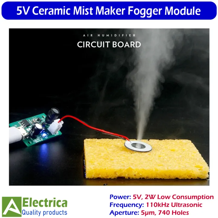 Mist%20Maker%20Atomizing%20Fogger%20Ceramic%20Disc%20%7C%205V%202W%20Nebulizer%20Plate%20110kHz,%205%C2%B5m%20740%20Holes%20%7C%20Humidifier%20&%20Aroma%20Diffuser%20Replacement%20Module,%20Green%20PCB,%208cm%20Wire%20by%20Electrica%20-%20Image%205