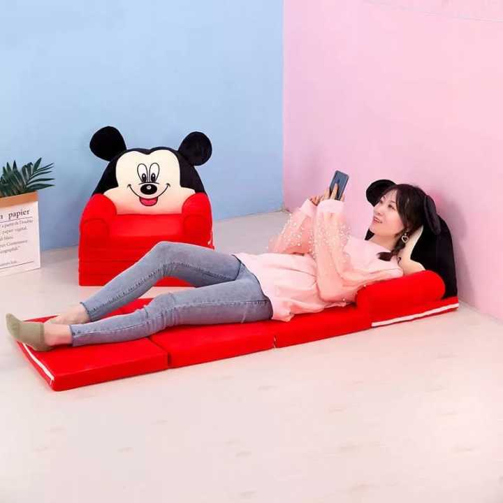 layer Cute Children seat kids cartoon sofa Foldable Sofa bed 2in1