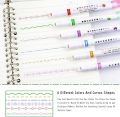 Pen Shape Wavy Curve Line Roller Stamp Marker Dotted Line Roller Stamp Marker Pens. 