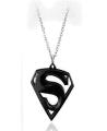 Black Superman Pendant Locket Necklace. 