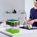 Dish Soap Dispenser for Kitchen Soap Pump Dispenser 2 in1 Sponge Holder, Instant Refill Durable Rustproof Counter Top Sink Dispenser, (Grey). 