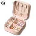 Leather Jewellery Organizer Box with Zipper | Mini Travel Jewellery Boxes Case| Ear Rings & Necklace_Bracelets Holder | Small Jewelry Box Vanity Hanger Stand Velvet|Portable Faux Leather Jewellery Storage Box Organiser for Women Girls. 