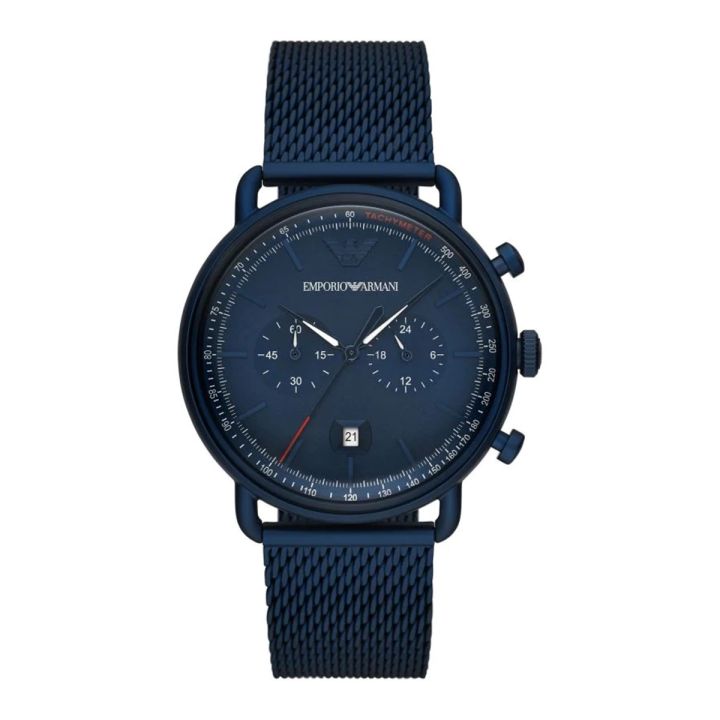 Emporio Armani Men’s Quartz Stainless Steel Blue Dial 43mm Watch AR11289 Stainless Steel Wrist Watch For Men