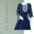 New Top SIDE BUTTON, FANCY Embroidered ,Stylish Sleeves Blue Kurti for Girls. 