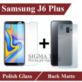 Samsung J6 Plus Tempered Glass Premium Quality Screen Protector + Back Matte Protector High Quality Soft Skin Sheet For Galaxy J6+. 