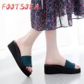 【Foot Sofa】Women Summer Bohemian Open Toe Fashion Non-Slip Wedge Slippers Sequin Beach Shoe. 
