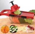 10 in 1 Mandoline Slicer Vegetable Cutter | Multifunctional Stainless Steel Blade Chopper, Potato Peeler, Carrot & Cheese Grater, Dicer Kitchen Tool with Storage Box – Pink. 