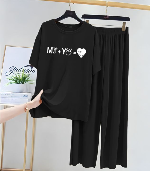 Woman Nightwear Me+You Printed 2pec Sleeping Nigh wear Night Suit for Girls