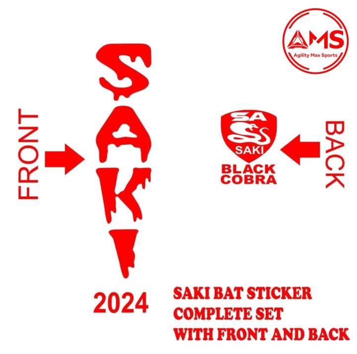 Saki Cricket Bat RED Sticker Complete set for all type of Classic Cricket Bats Good Quality Bat Stickers Red Color