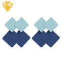 2Pairs Women Fashion Color Block Geometric Square Drop Stud Earrings Jewelry. 