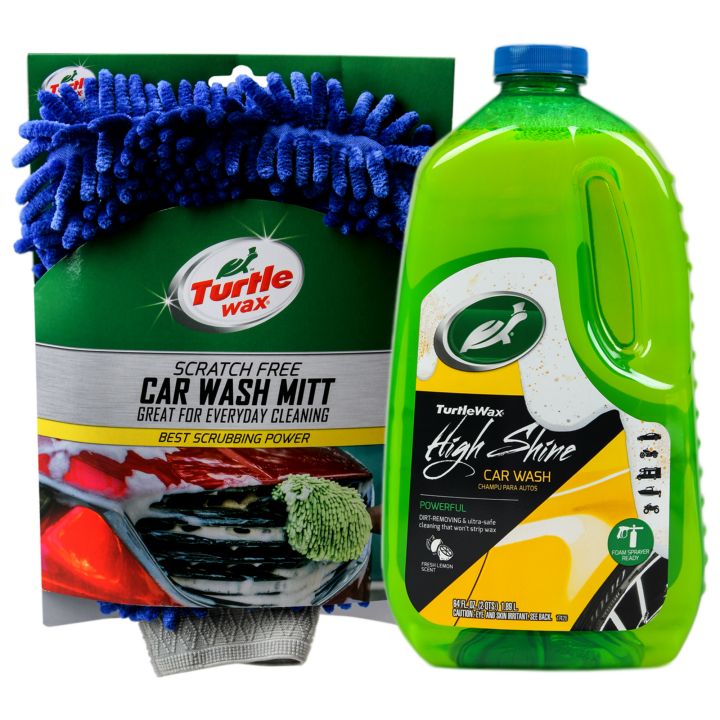 TURTLE WAX - BUNDLE OFFER - HIGH SHINE CAR WASH - 1.89 LITERS , MICROFIBRE SCRATCH FREE CAR WASH MITT