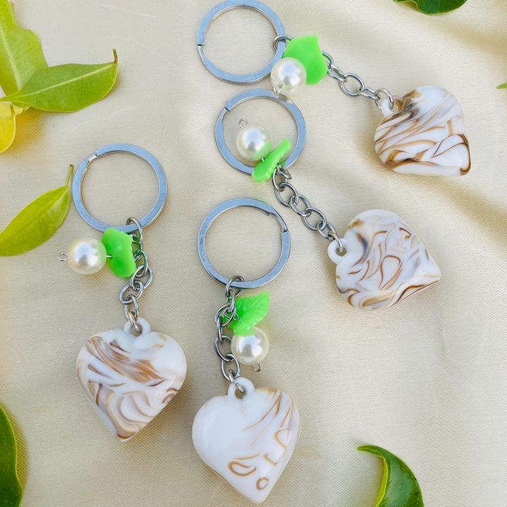 Cute marble heart keychain for girls, Stylish marble heart design keychain for women bag hanging