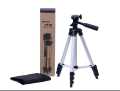 3.5 Feet Tripod Stand for Mobile Phones and Cameras with Mobile Phone Holder, Adjustable and Portable Tripod Stand Mobile and DSLR Stand for Live Stream and Vlogging Universal Tripod Stand, Silver Model 3110 with Box and Bag. 