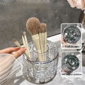 Makeup Brush Holder with Lid 360 Rotating Clear Dustproof Make Up Brushes Container -D Easy to Use. 