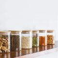 12 Pack 200ml Jars with Bamboo Lids, Kitchen Food Storage Containers for Spices, Food, Candy, Tea, Nuts and Snacks. 