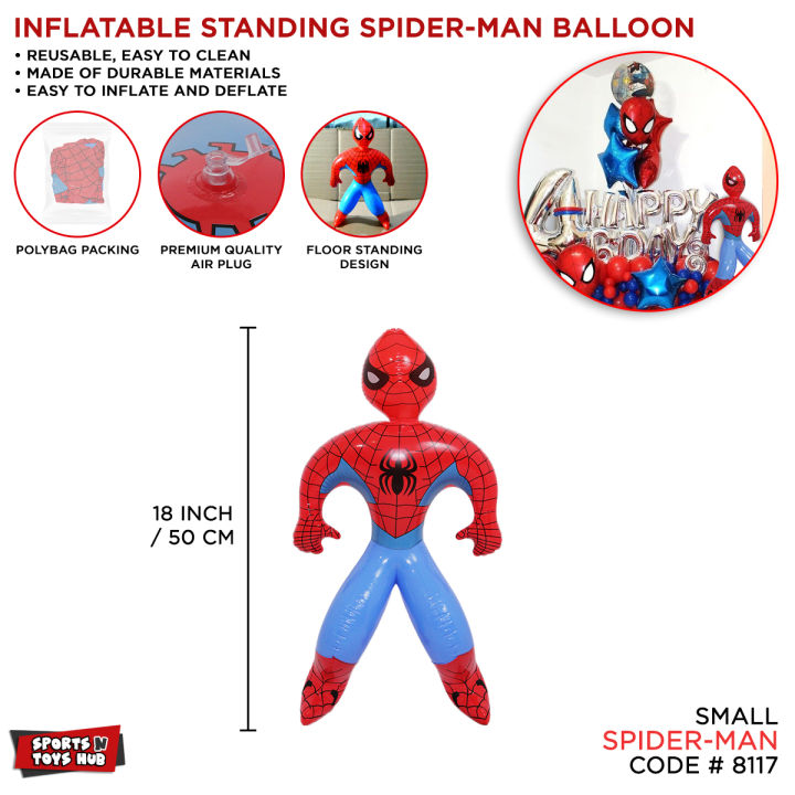 Inflatable Spider Man Air Balloon Toy For Kids & Boys Inflate Action Spiderman Action Toy Marvel Hero Spidey Cartoon Ballon For Party Decoration With Family & Friends