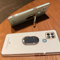 For Realme C21Y Back Cover + Rhinestone Ring Holder Stand Shiny Plating Square Bumper Girls Phone Case Soft TPU Silicone Shockproof Protective Cover. 