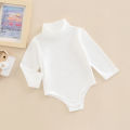 Infant Baby Spring Romper, Solid Color Long Sleeve Turtleneck High Stretch Jumpsuit for Boys Girls. 