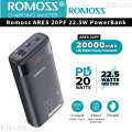 100% Original ROMOSS Ares 20PF 20000mAh 20000mAh Power Bank 22.5W Super Fast Charge Portable External Battery Charger PD 22.5W Mini Powerbank For iPhone Samsung Xiaomi. 