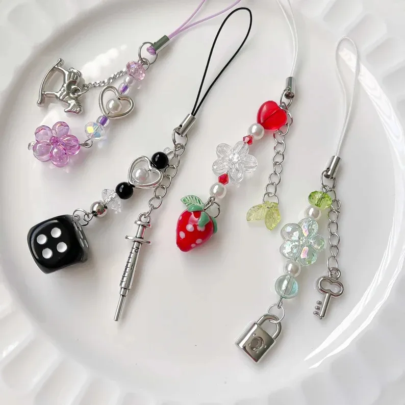 Pink Cell Phone Pendant Phone Charms Strap Pink Cute Aesthetic