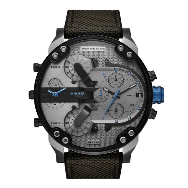 Diesel DZ7420 Nylon & Silicone Strap Wrist Watch (Four Time zone) For Men