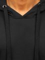 Unisex Black Kangaroo Hoodie with Drawstring - Premium Quality Long Sleeve Pullover for Winter Wear. 