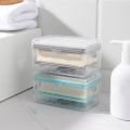 Soap Bar Box Soap Dispenser with Rubber Roller Foaming Soap Saver with Drain Holes and Spring Travel Soap Holder Multifunctional Soap Dish for Home Bathroom Kitchen Countertop Blue. 