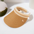 Korean version straw hat little bee empty top hat women's summer hat topless capless capless cap, sun protection versatile shade sun hat. 