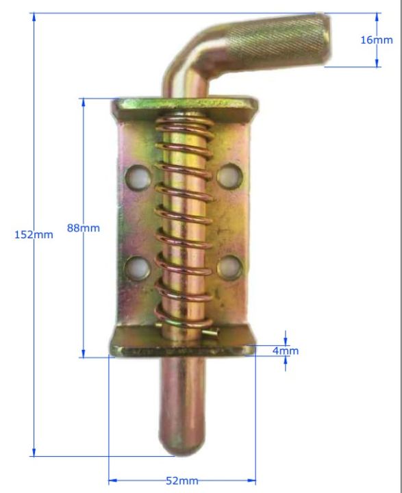 Galvanized Steel Spring Loaded Lock Pin - Barrel Bolt Door Hardware Gate - Latch Doorbolt 152mm, 1 Piece