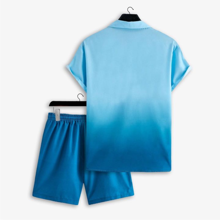 Firangi%20%7C%20Men%20Sky%20Blue%20Gradient%20Shade%20Beach%20Summer%20Vacation%20and%20Resort%20Wear%20Short%20Suit%20(Shirt+Shorts)%20-%20Image%202
