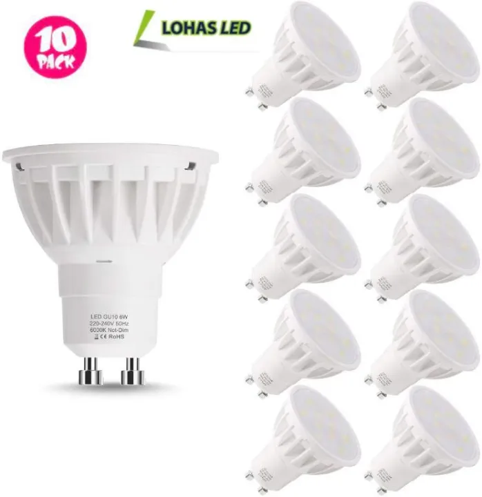 LOHAS%20GU10%20LED%20Bulbs%20Day%20White%206000K,%206W%20Equivalent%20to%2050W%20Halogen%20Light%20Bulb,%20230V,%20500Lm%20LED%20Spotlight%20Blub,%20120%20Degree%20Beam%20Angle,%20Non%20Dimmable%20Lighting%20for%20Kitchens,%20Bedrooms,%20Hallways,%2010%20Pack%20-%20Image%202