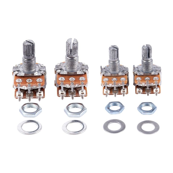 2Pcs B20K 20K Ohm 8mm Shaft Mounted Linear Dual Potentiometer & 2 Pcs B50K 50K Ohm Potentiometers