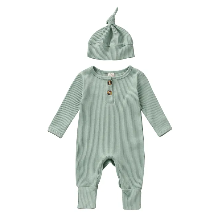 Infant%20Baby%20Jumpsuit%20and%20Hat%20Set,%20Solid%20Knit%20Ribbed%20Long%20Sleeve%20Crew%20Neck%20Button%20Romper%20One-Piece%20Clothes%20-%20Image%206