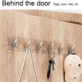 6Row Multipurpose Hooks Nail-free Transparent Holder Strong Self Adhesive Wall Hook Kitchen Bathroom Traceless Hanger Stickers.. 