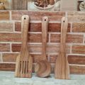 Wooden Spoons & Spatulas Medium Set - 3 Pieces Kitchen Cooking Utensils. 