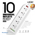 Ldnio SC10610 30W 6-Port USB Charger Power Extension With 10*Outlets / 5 *USB / 1 * PD USB-C ( 3 MONTHS WARRANTY). 