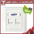 2 Gang Faceplate AMP Square, Square plate, RJ45 Lan Square Faceplate. 