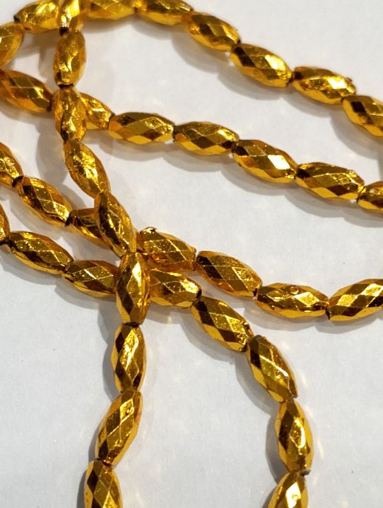 Beads for DIY Crafts. Golden Spacer Cut Cylinder (Jo) Plastic Beads. 6 Strings. Beads, For DIY Jewelry Making, Jewelry, Dress Accessories, Crafts, and Home Décor.
